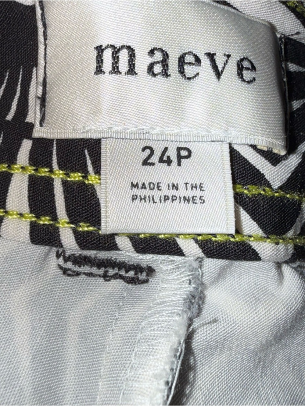Maeve Anthropologie Geometric Print Wide Leg Pants-Black White-Size 24P Petite - Picture 8 of 10